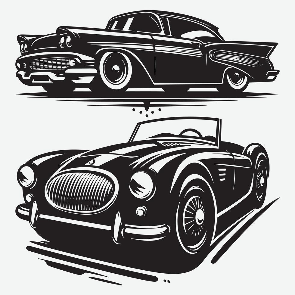 Retro Classic Car Silhouette Illustration Perfect for Automotive Graphics vector