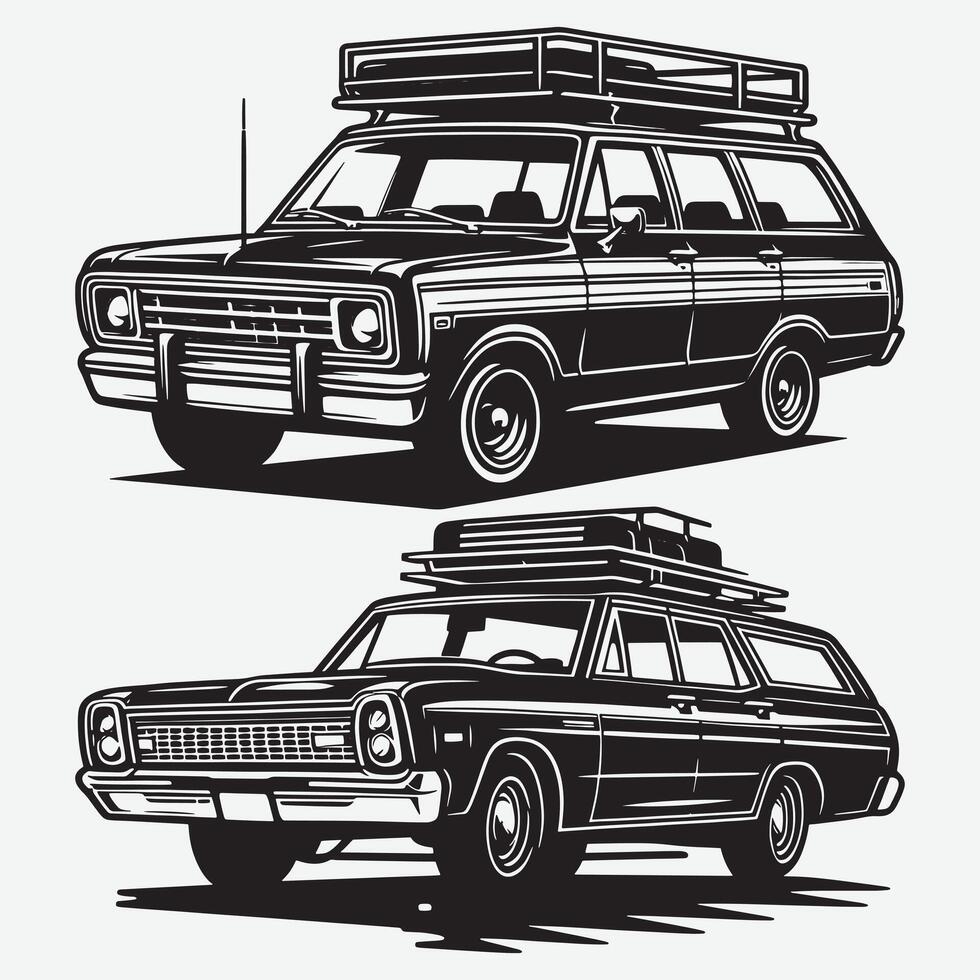 Vintage Classic Car Silhouette Isolated for Artistic Expressions vector