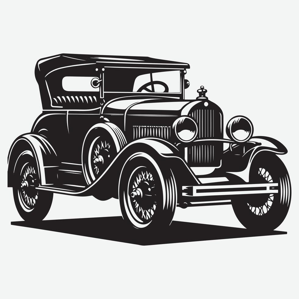 Retro Classic Car Silhouette for Unique Digital Design Applications vector