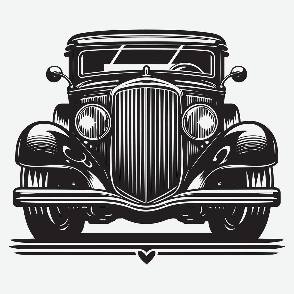 Retro Vintage Car Silhouette Illustration for Nostalgic Logo and Branding vector
