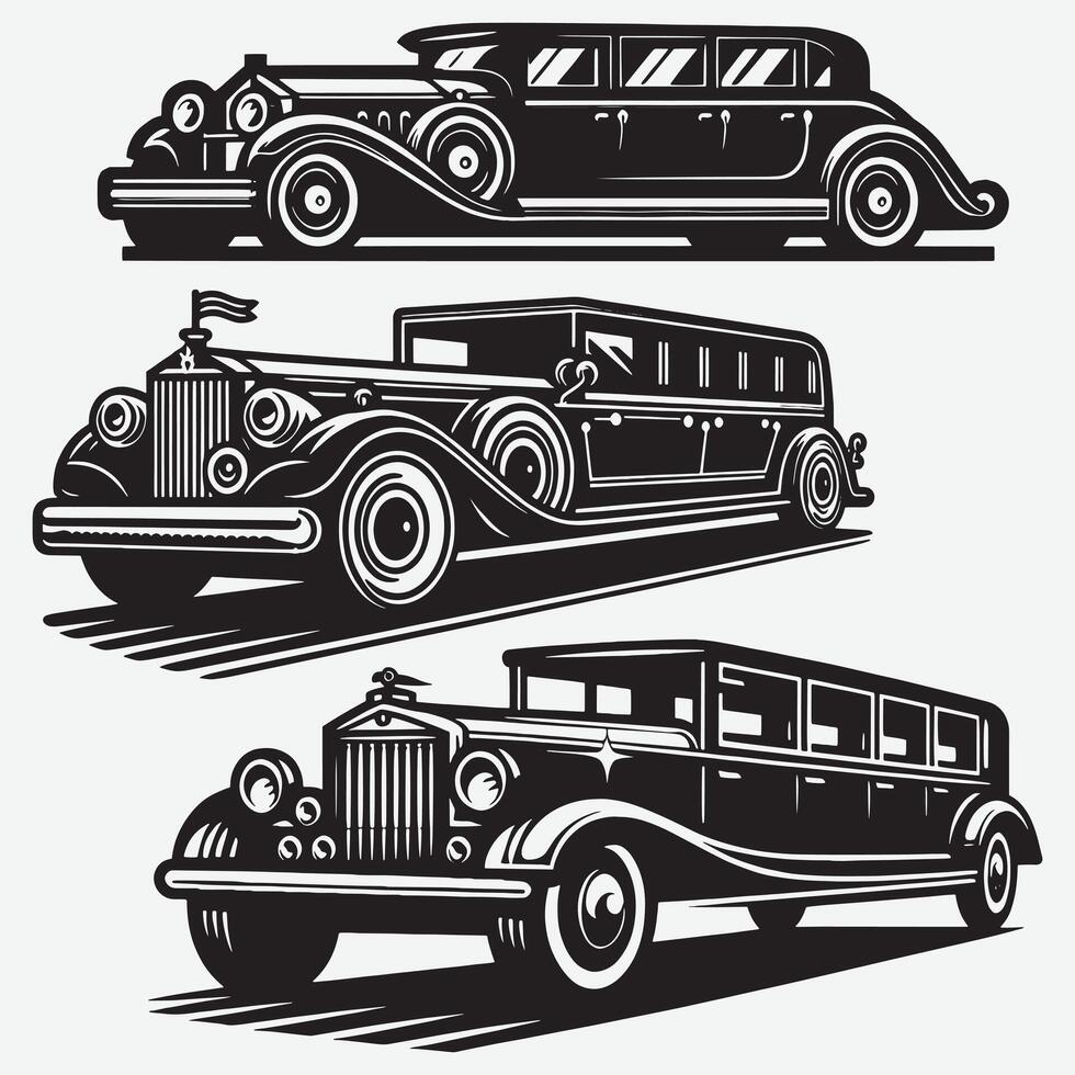 Retro Car Silhouette Isolated Illustration for Print and Digital Media vector