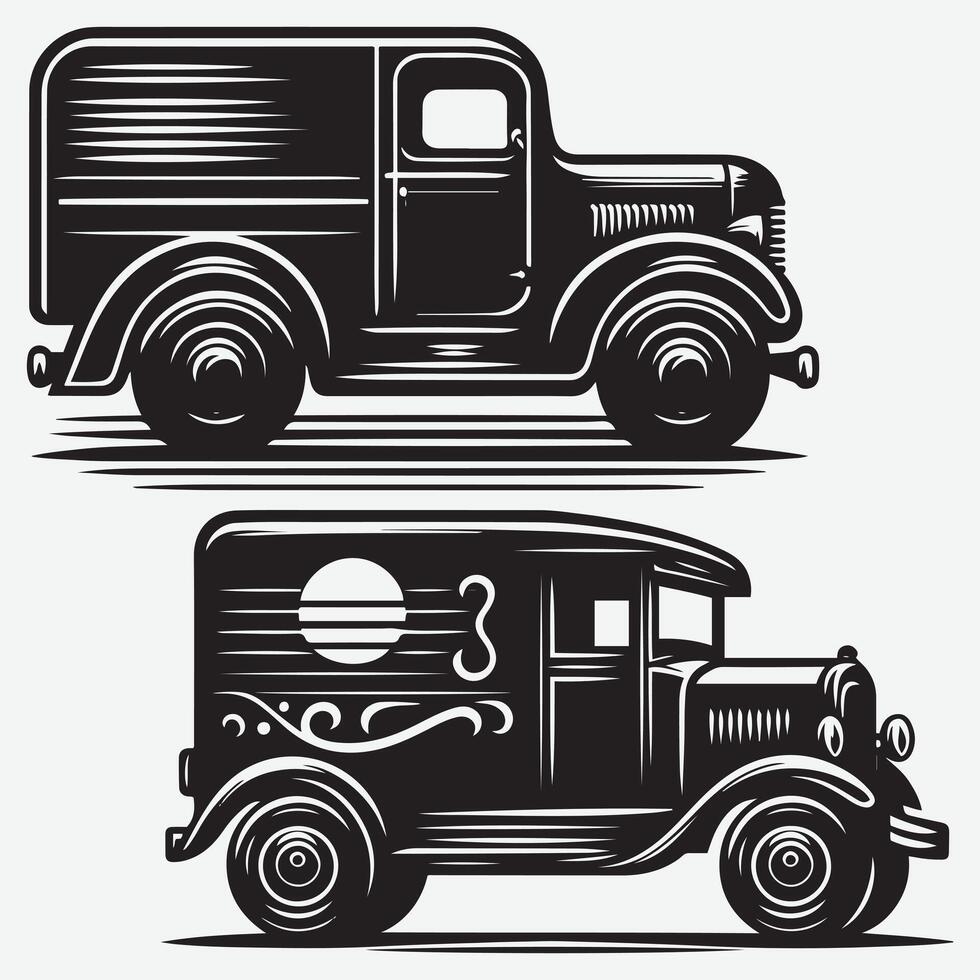 Vintage Transport Car Silhouette Clipart for Nostalgic Design Themes vector