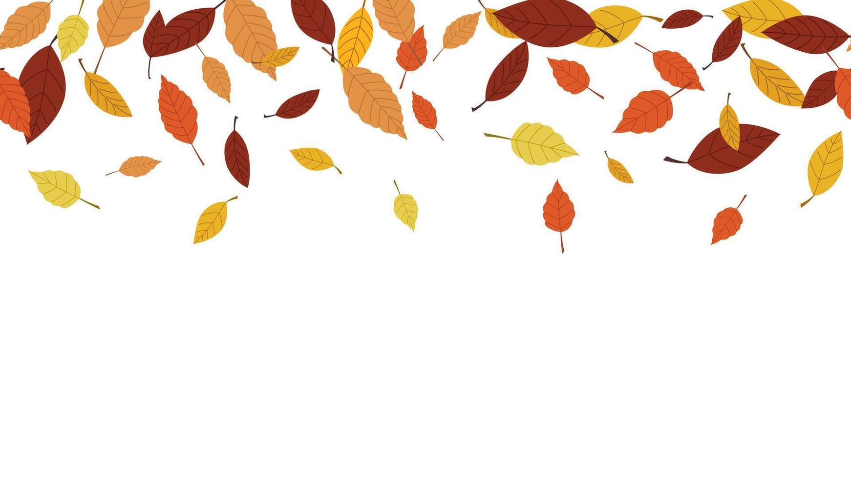 Fall leaves banner, posters, cover design template. multicolor leaf repeat seamless horizontal vector