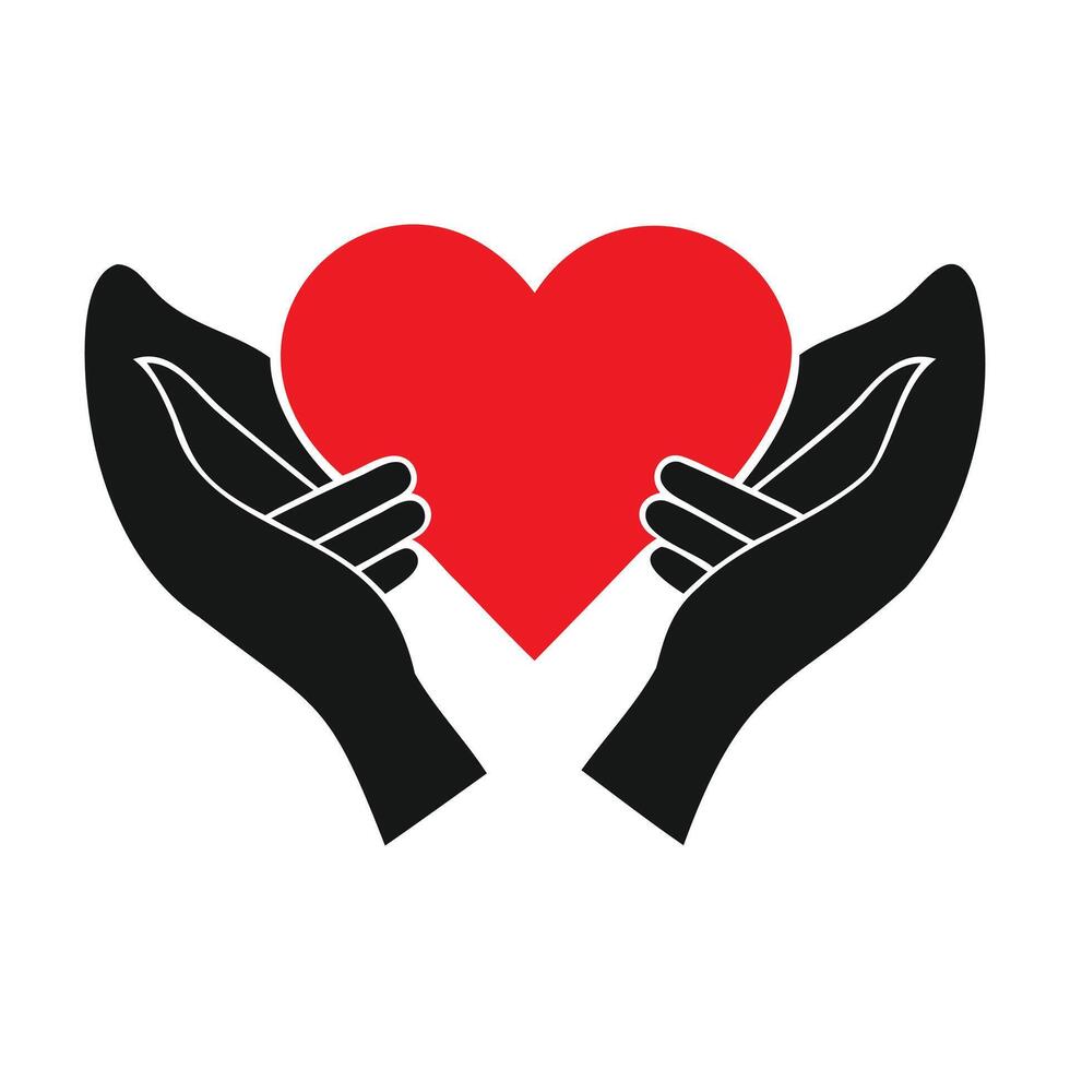 Holding Heart on Hands Icon Silhouette Illustration for Love vector