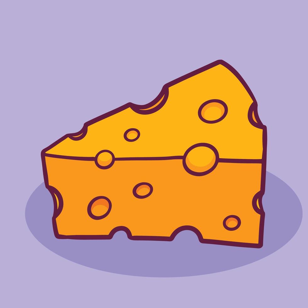 Triangle Cheese slice cartoon cute hand drawn illustration vector