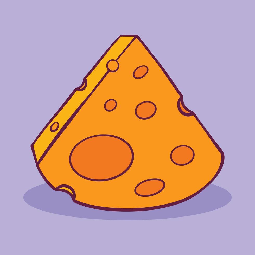 Cute Triangle Cheese Slice cartoon hand drawn illustration vector