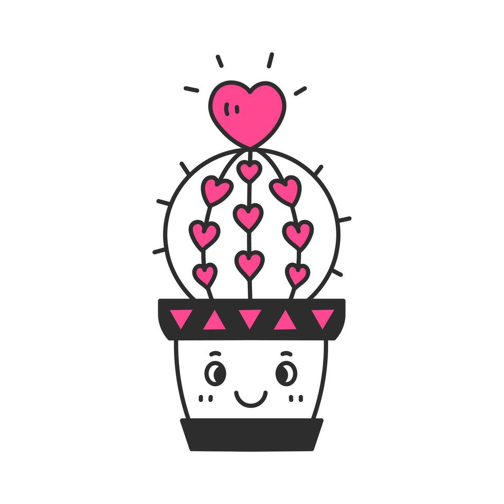 Cute Cactus in Pot with Heart Shape vector