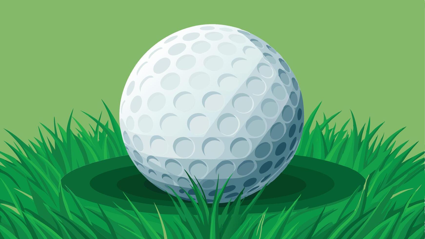 golf ball in the grass on a green background vector