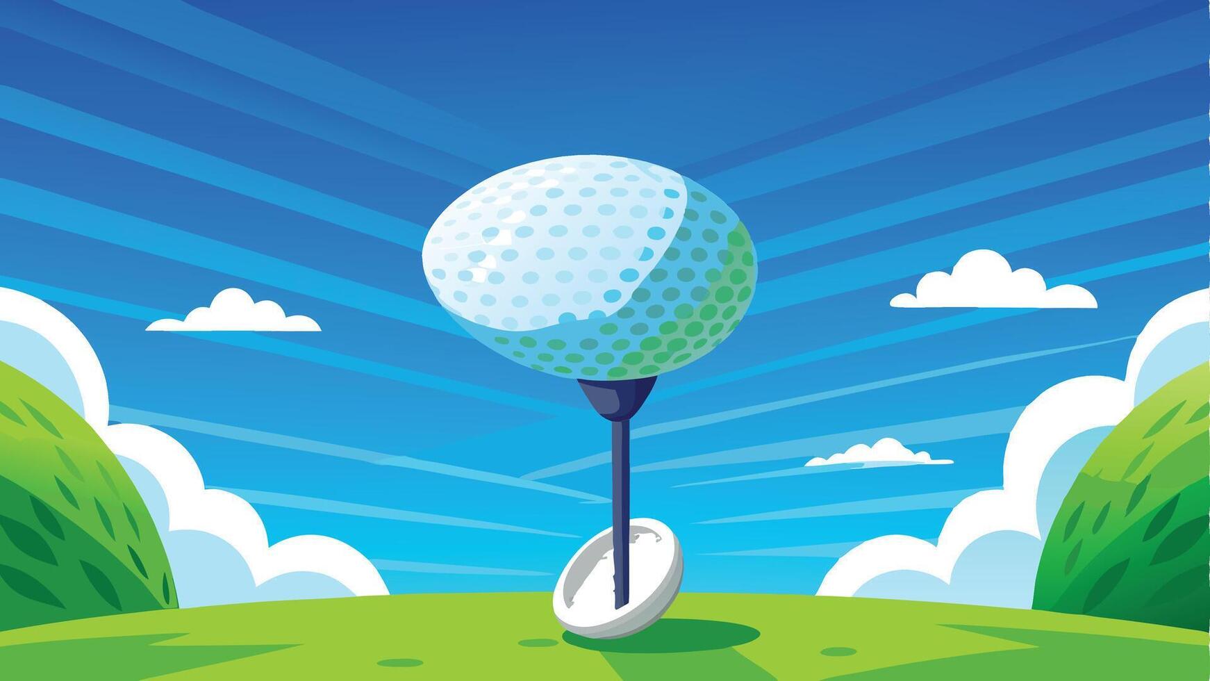 golf ball on tee with sky background vector