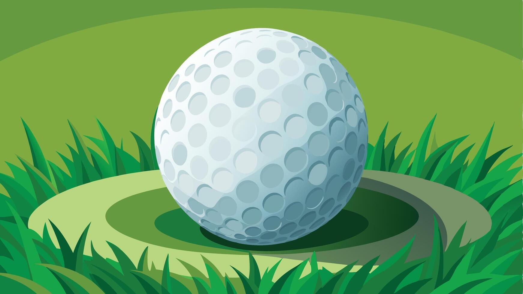 golf ball on green grass with a hole in the middle vector