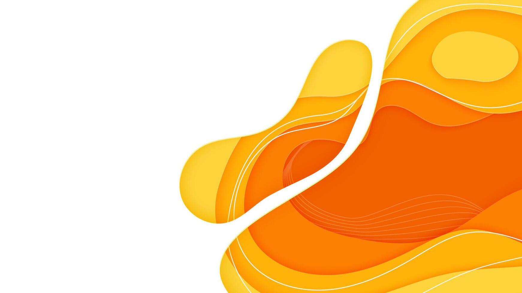 Abstract orange and white color papercut background. vector