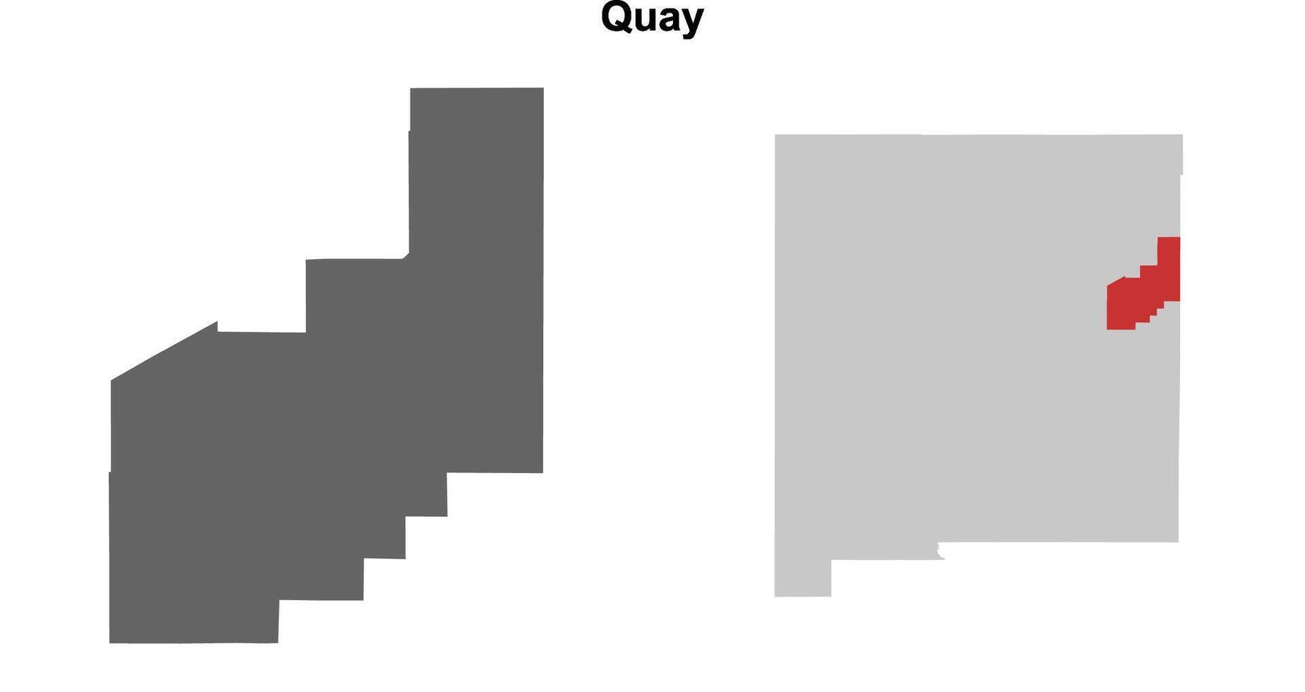 Quay County, New Mexico blank outline map set vector