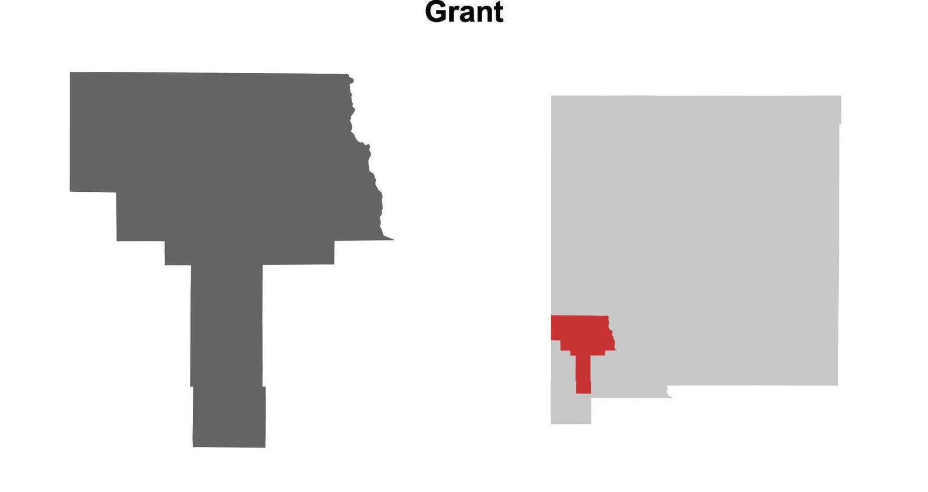 Grant County, New Mexico blank outline map set vector