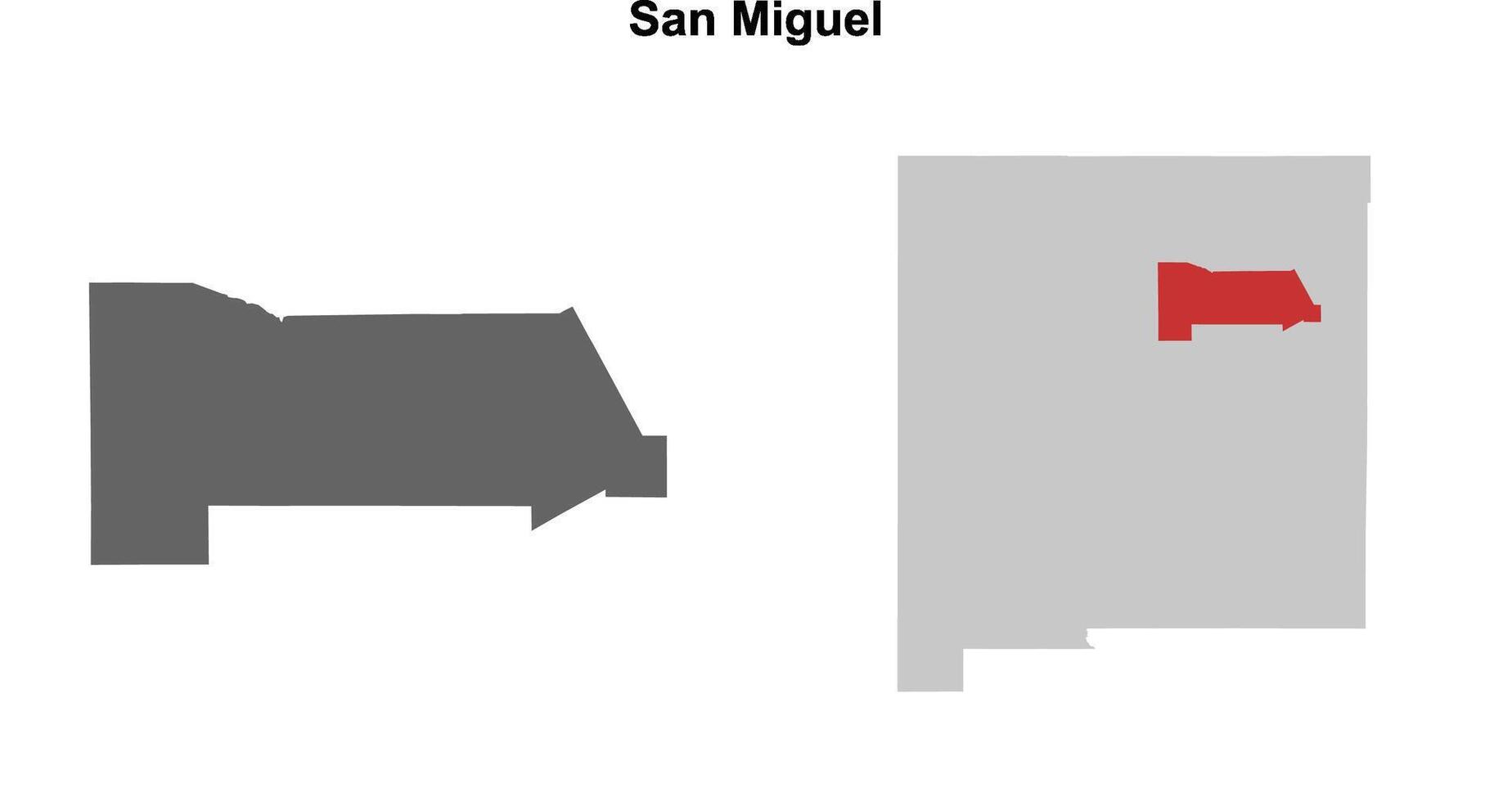 San Miguel County, New Mexico blank outline map set vector