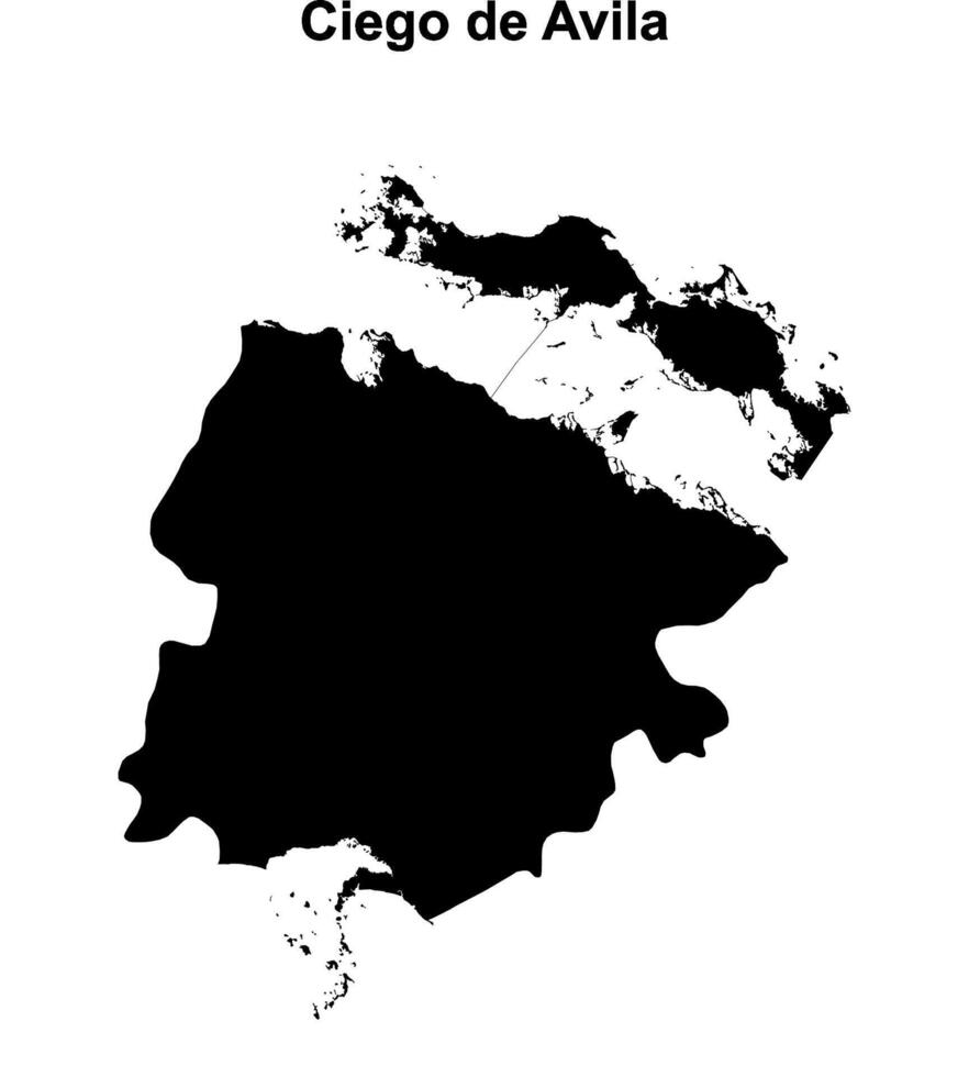 Ciego de Avila outline map vector