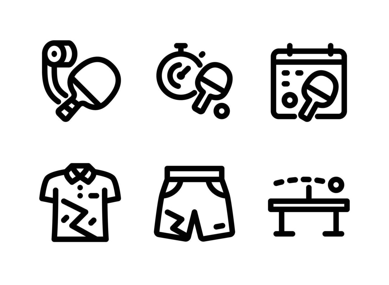 Ping Pong Paddle, Duration, Schedule Line Icons vector