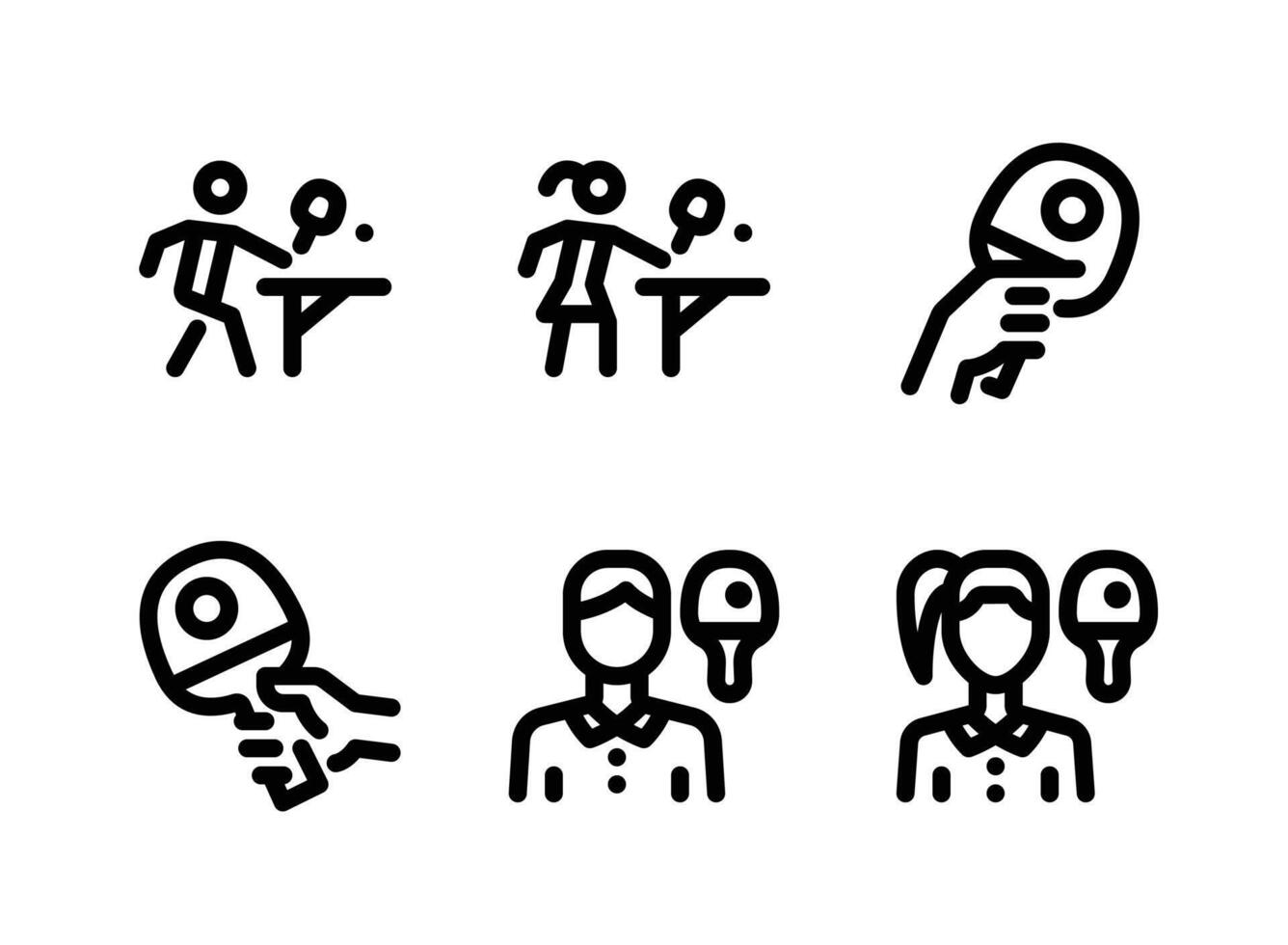 Ping Pong Player, Forehand Grip, Line Icons vector