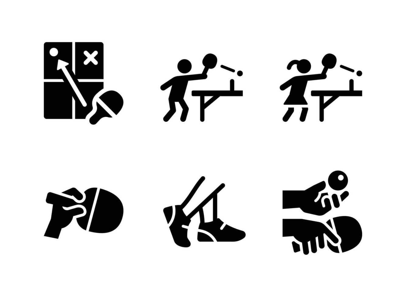 Tactics, Ping Pong Athlete, Penhold Grip Glyph Icons vector