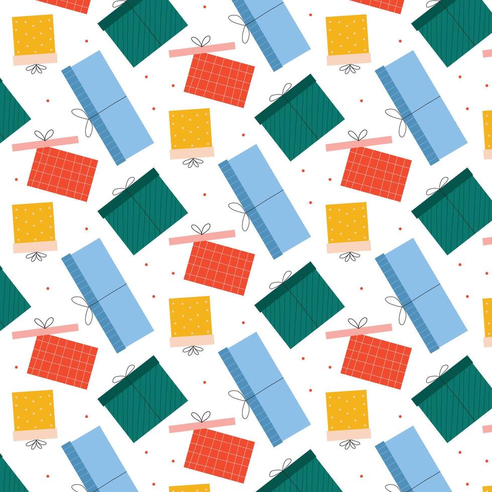Seamless pattern with gifts in flat style. illustration. Pattern with present. vector