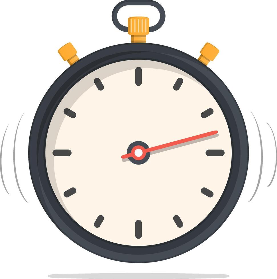 Stopwatch with yellow buttons, flat design vector