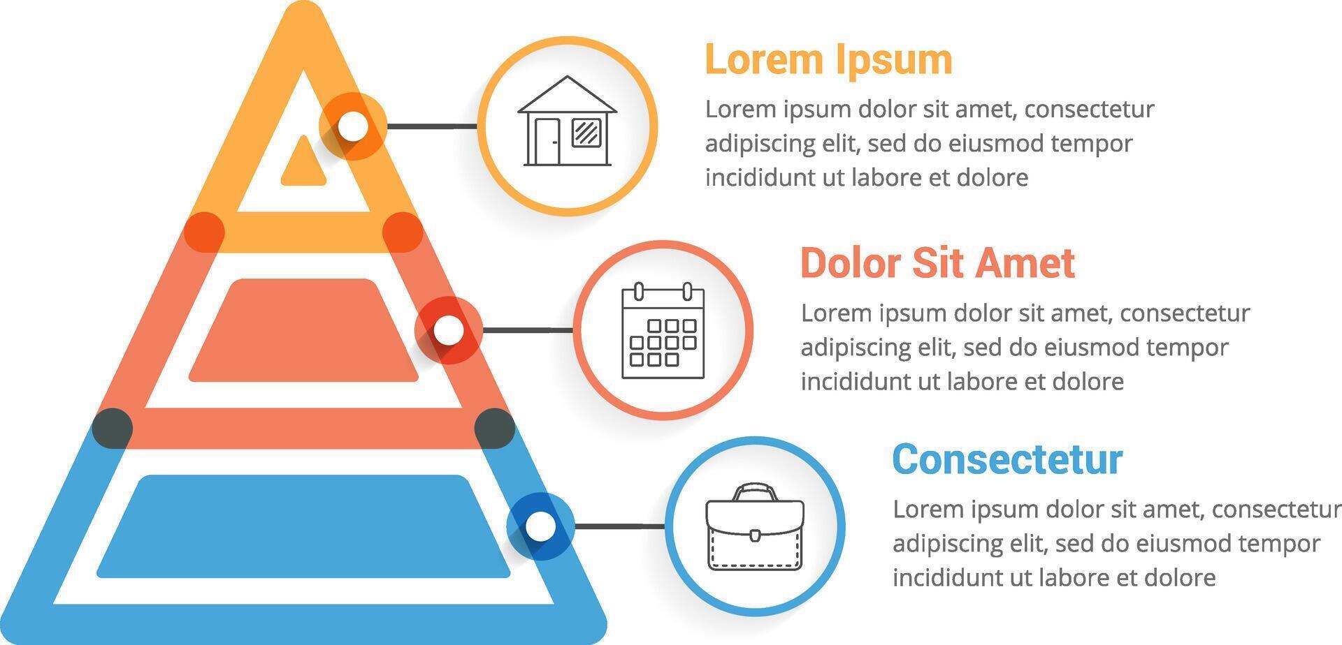 Pyramid template with three parts vector