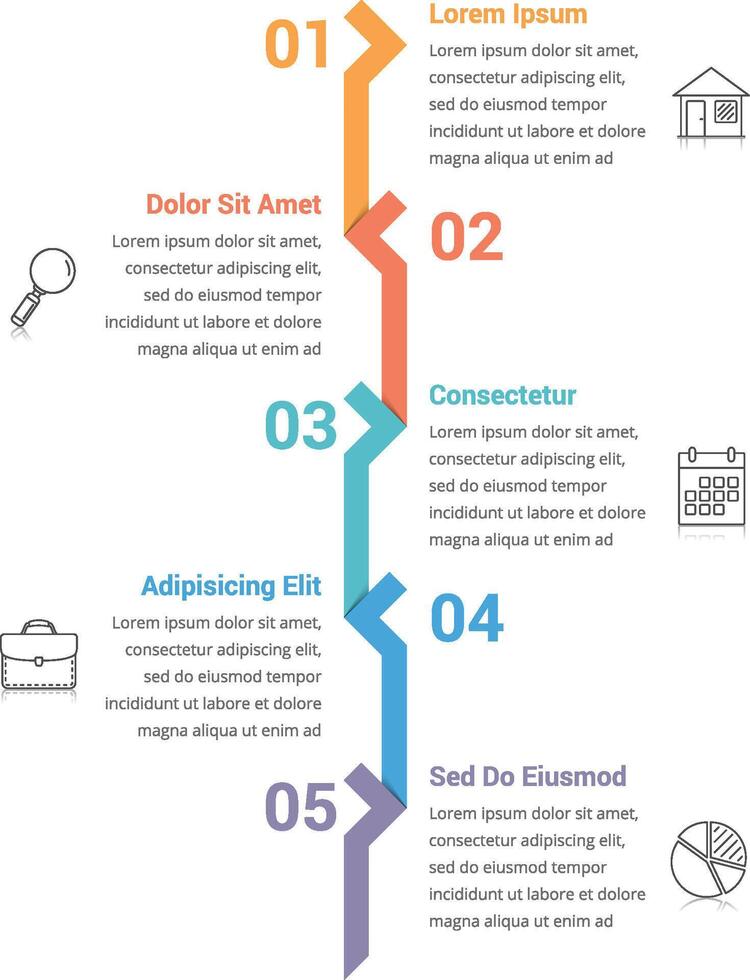 Infographic template with five steps or options, workflow, process diagram vector