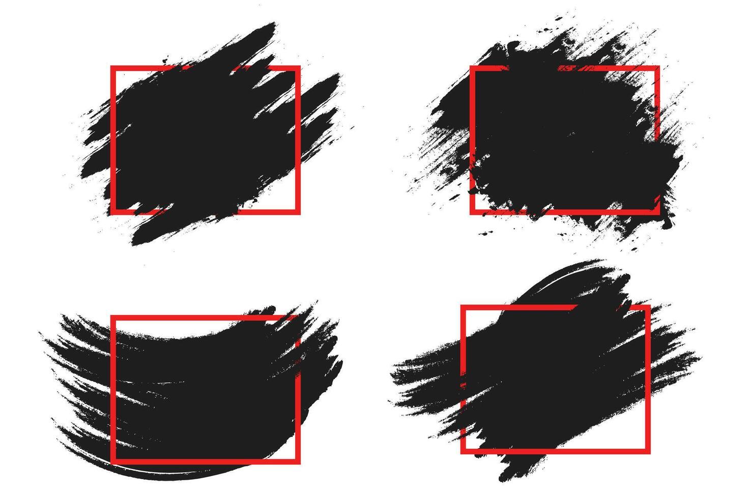 Set of frames in black grunge style vector