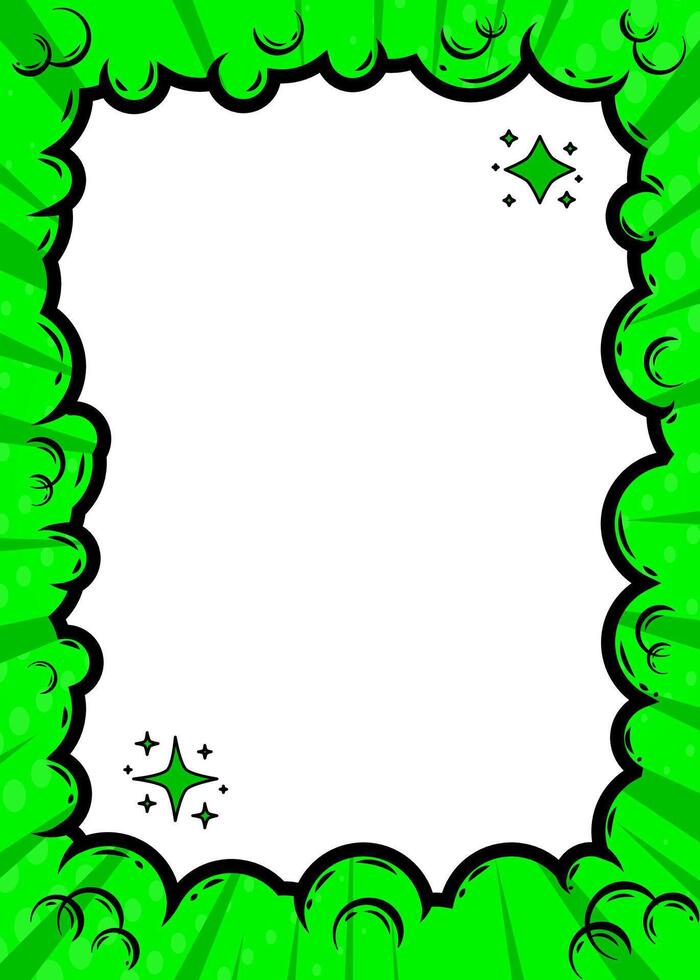 Comic frame background template. Green color concept. Design illustration. vector
