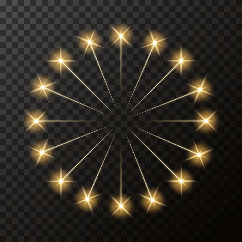 glow element. Bengal fire effect for new year, celebration salute, fireworks. Burning sparkling candle, holiday lights in night sky. Isolated magic light for holiday and birthday background. vector