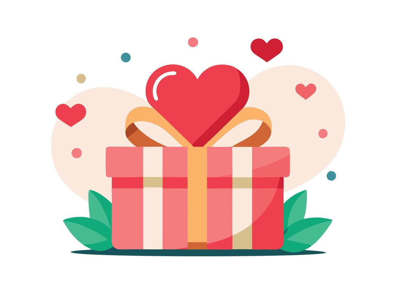 Valentine's Day Gift Wrapping Design with Heart Motif vector
