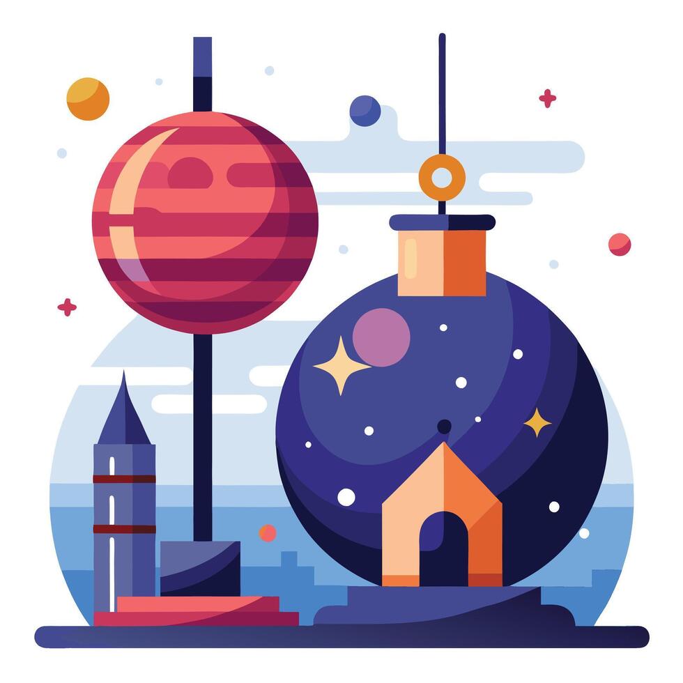 Ball Drop at Midnight Scene for New Year Celebration vector