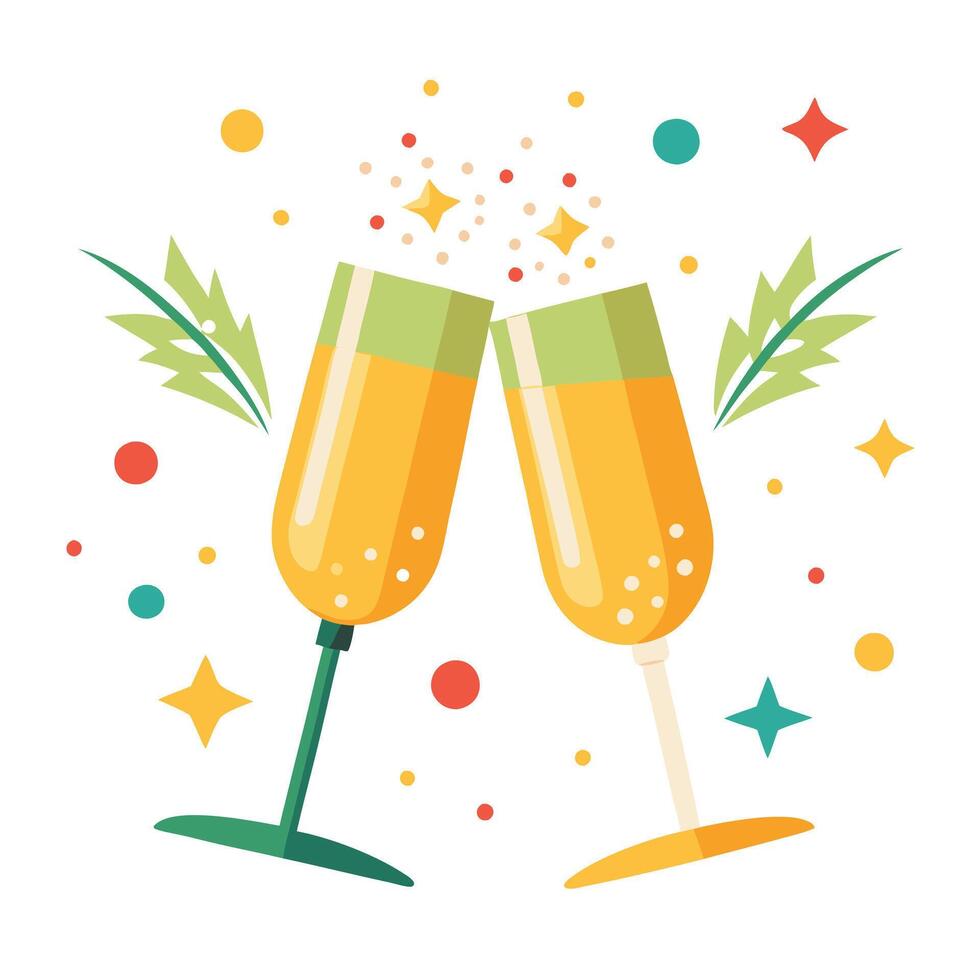 Champagne Glasses for New Year's Eve Celebration vector