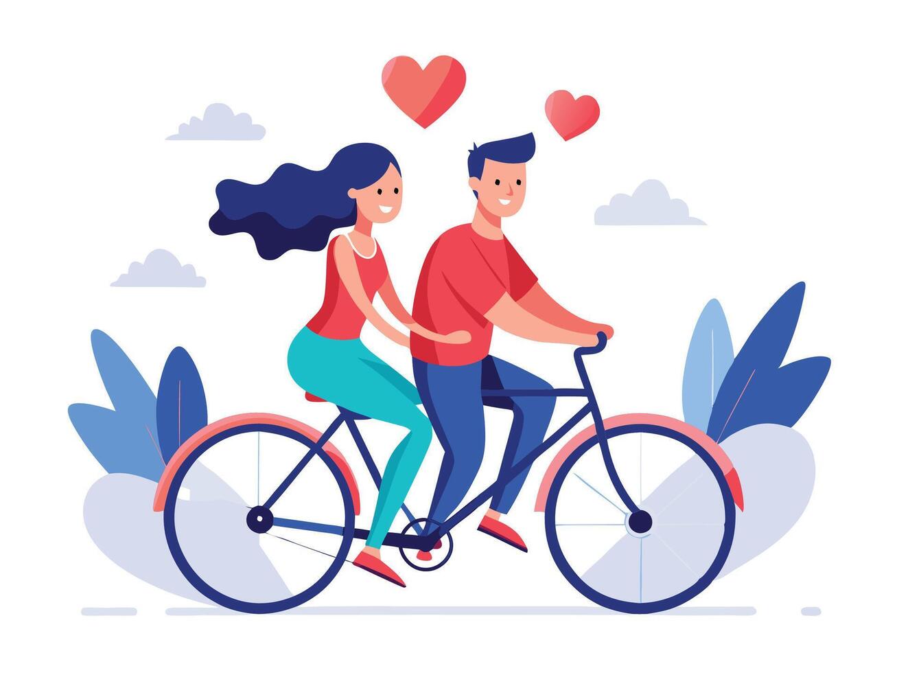 Romantic Bicycle Ride Couple for Valentine's Day vector