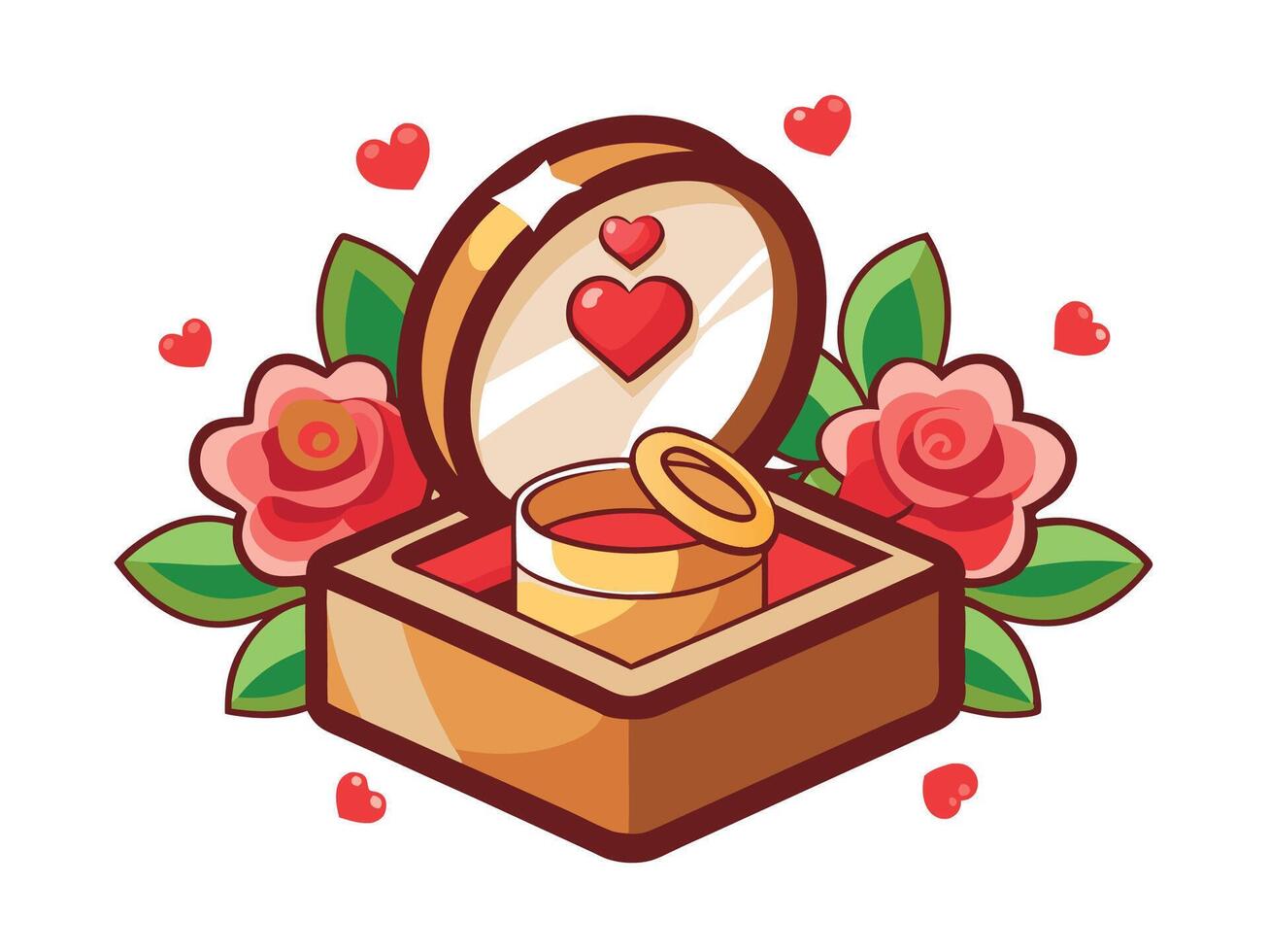 Wedding Ring Box with Roses for Valentine's Day vector