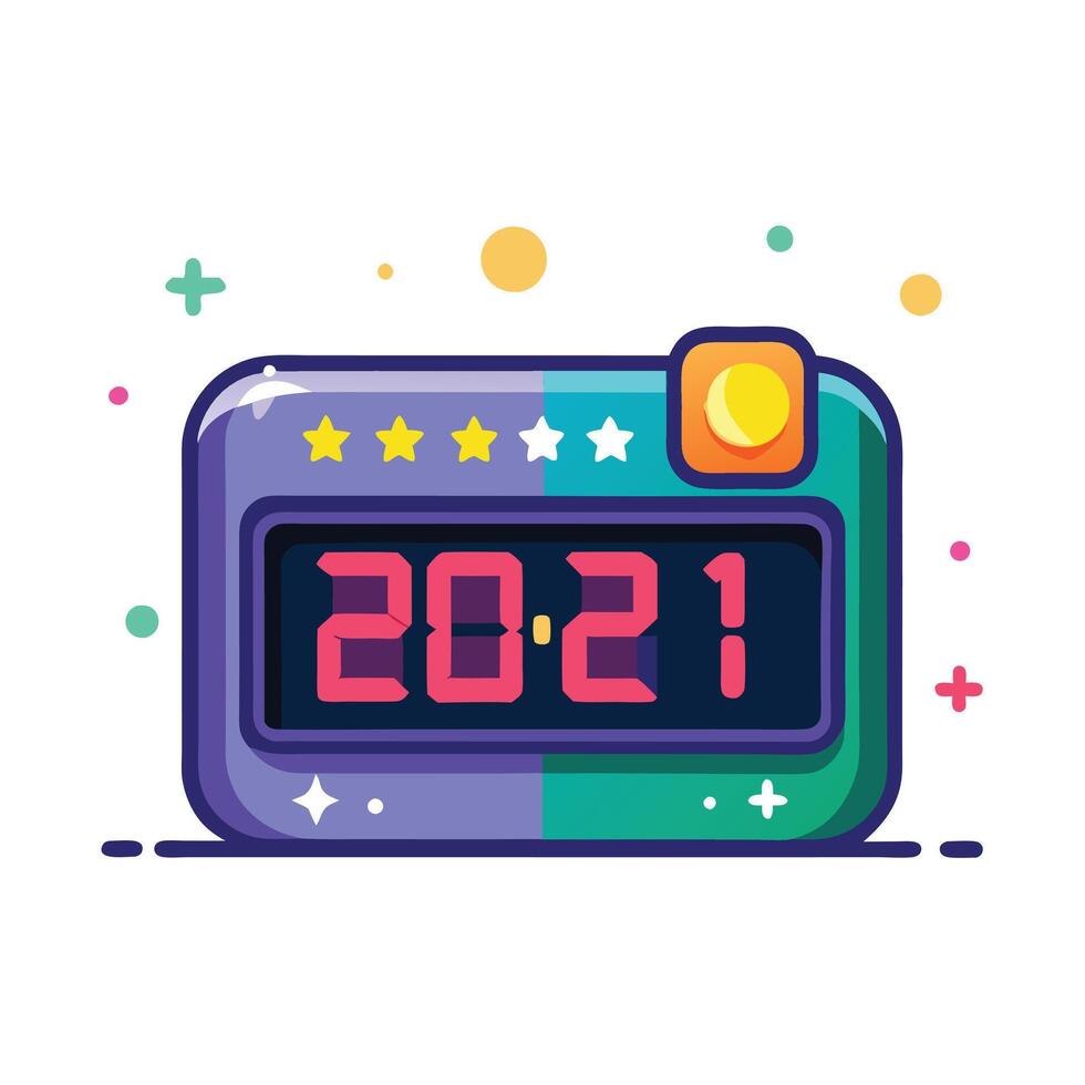 Digital Countdown Screen New Year Flat Illustration vector