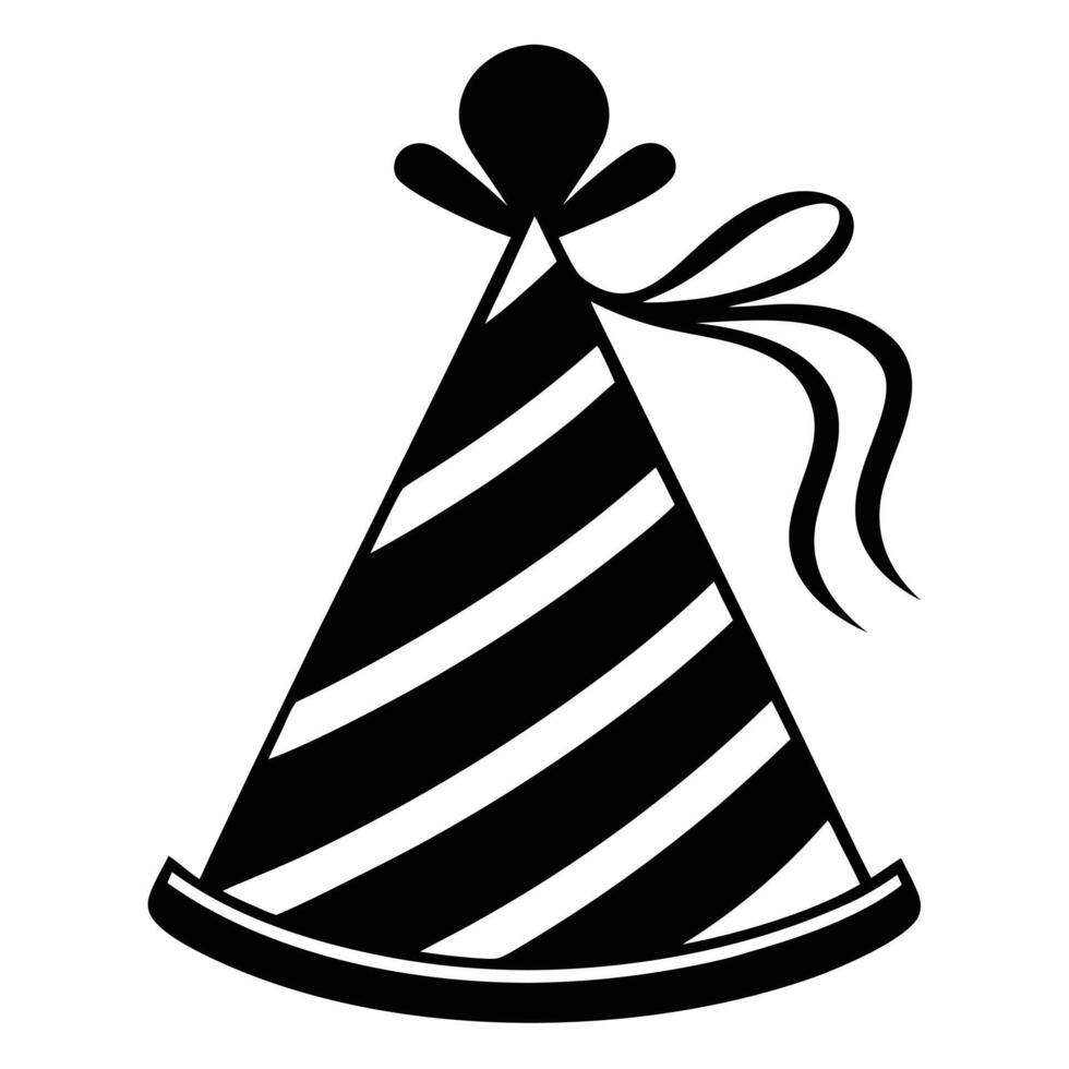 Striped Party Hat with Ribbon Tied on Top vector