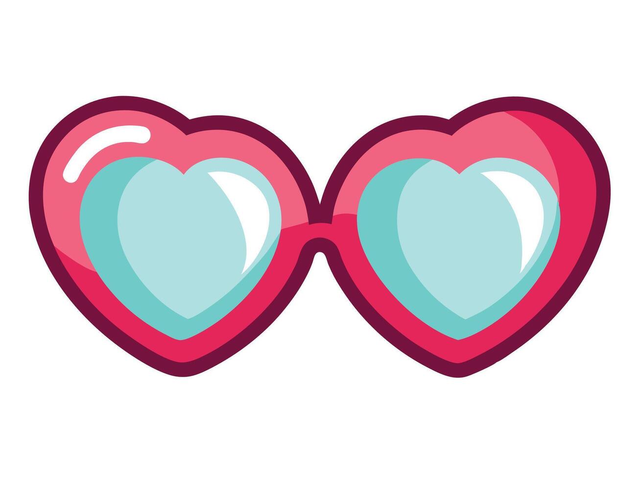 Heart Shaped Sunglasses Flat Illustration on White vector