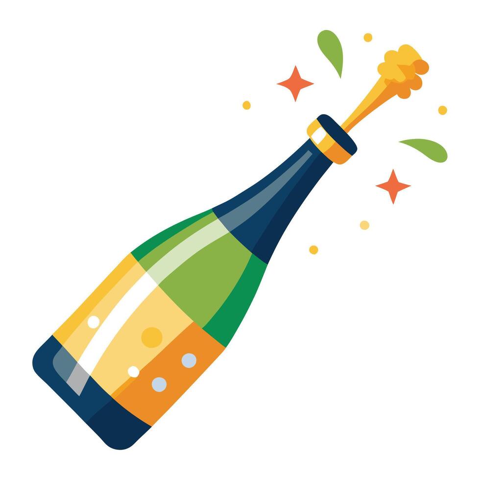 Champagne Bottle Popping for New Year Celebration vector
