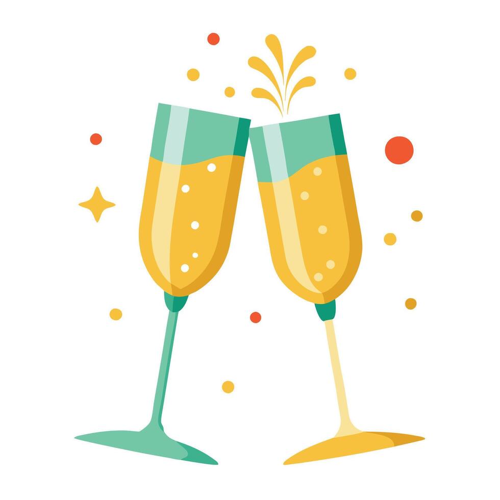 New Year Themed Champagne Glasses for Celebration vector