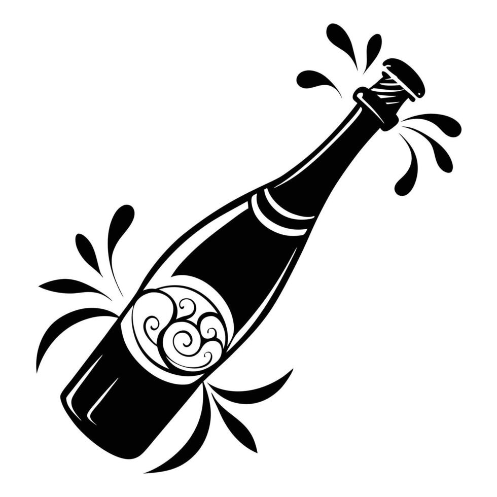 Elegant Champagne Bottle with Decorative Label vector