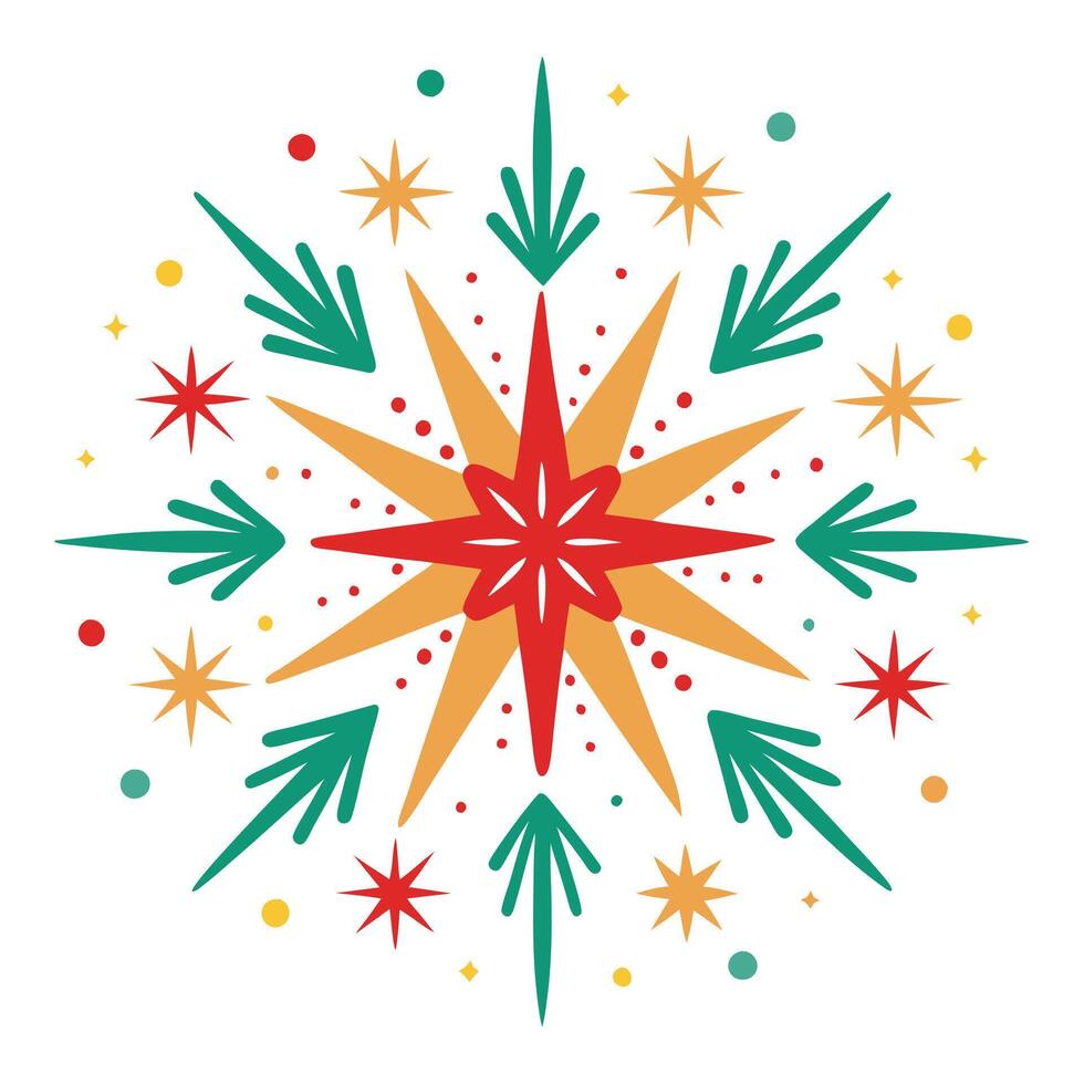 Festive Starburst Patterns Flat Illustration on White Background vector