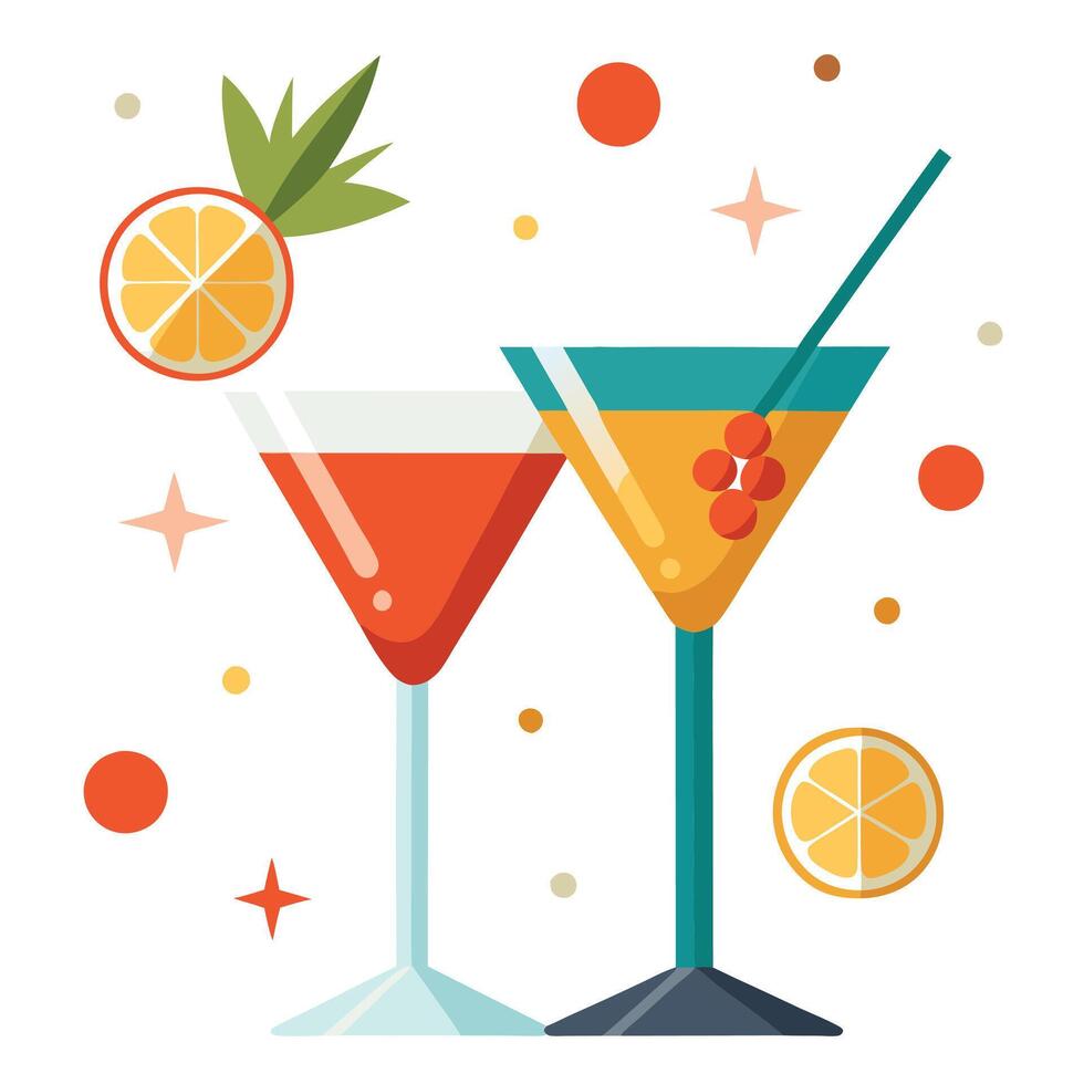 Cocktail Glasses for New Year's Eve vector