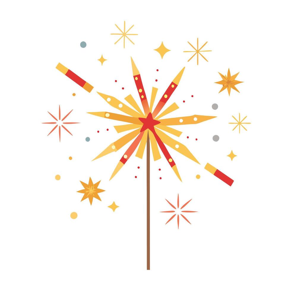 Festive Sparklers New Year Themed Flat Illustration vector