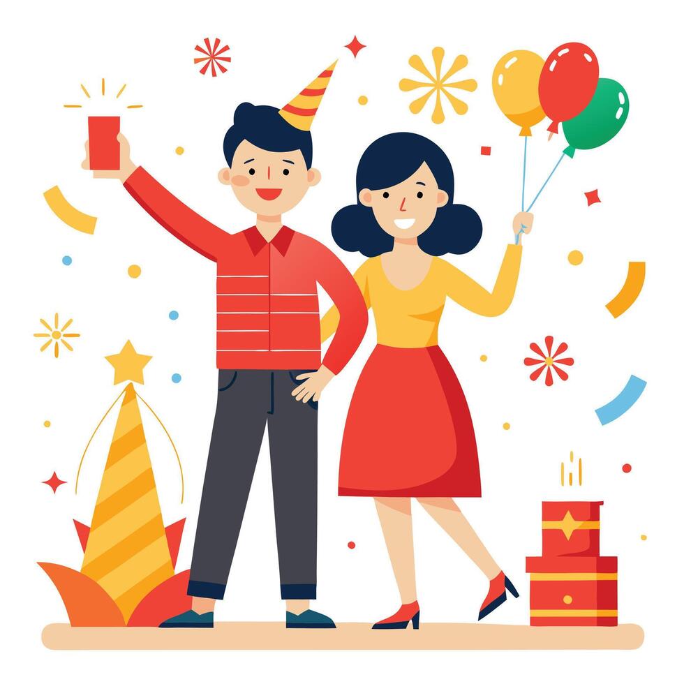 Couples Celebrating New Year's Eve vector