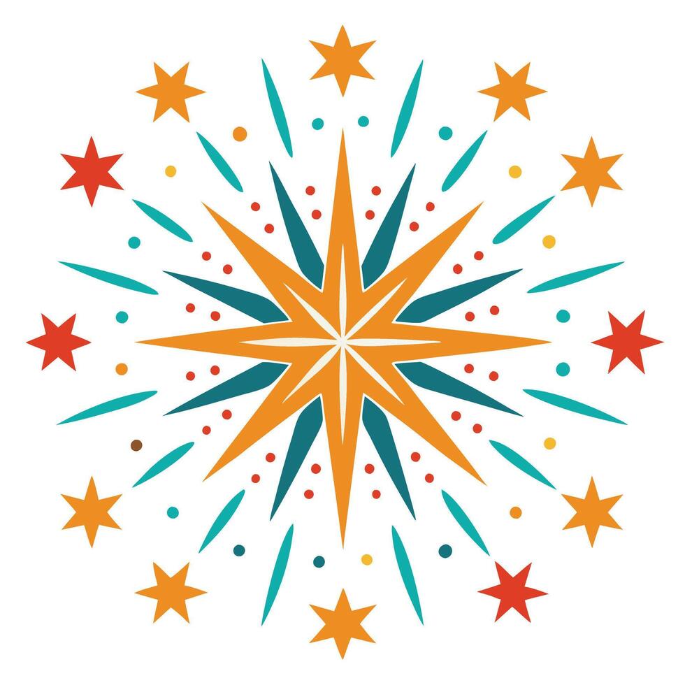 Festive Starburst Patterns Flat Illustration on White Background vector