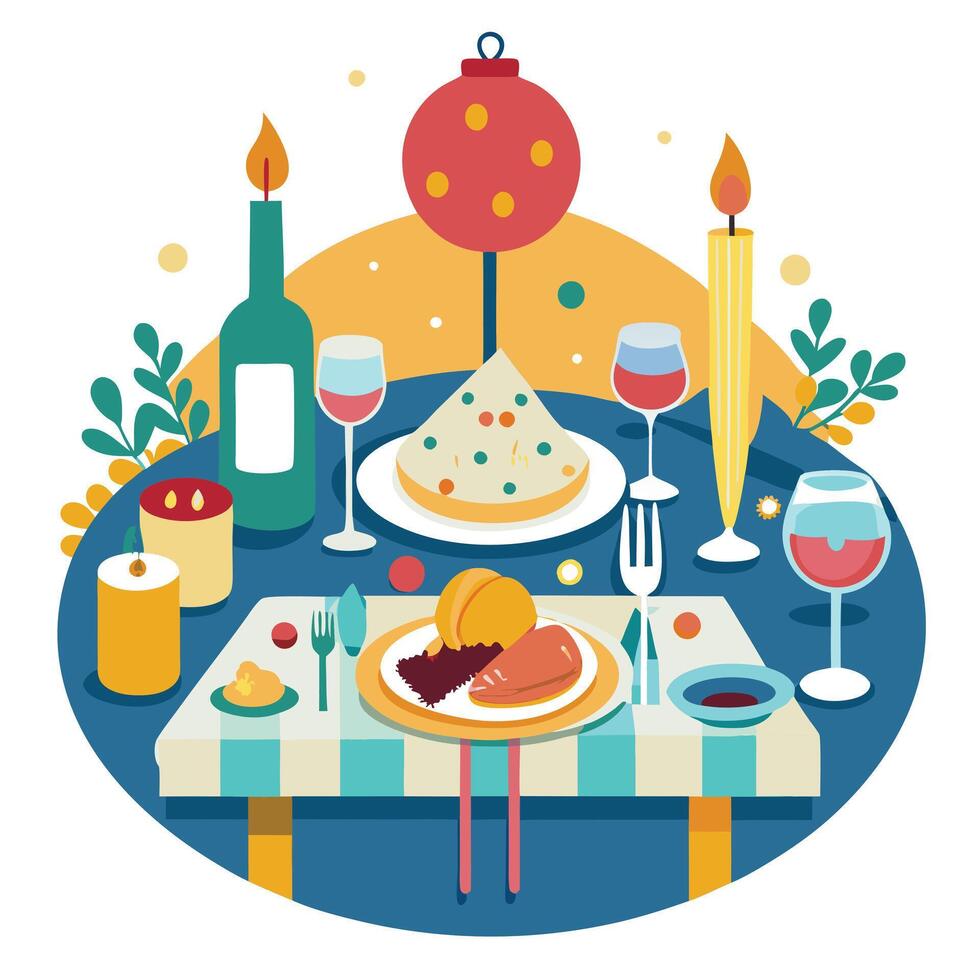 New Year's Eve Dinner Table vector