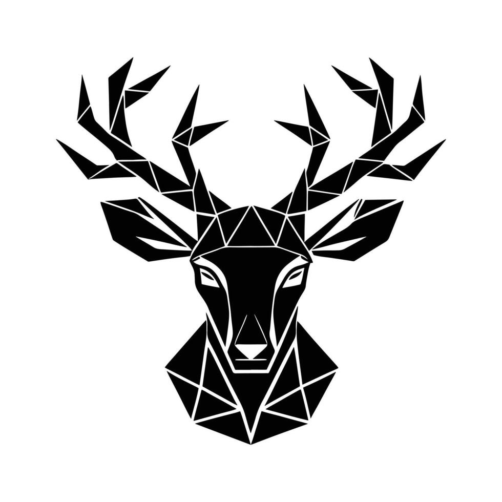 Black Silhouette of a Reindeer Head with Abstract Antler Design vector