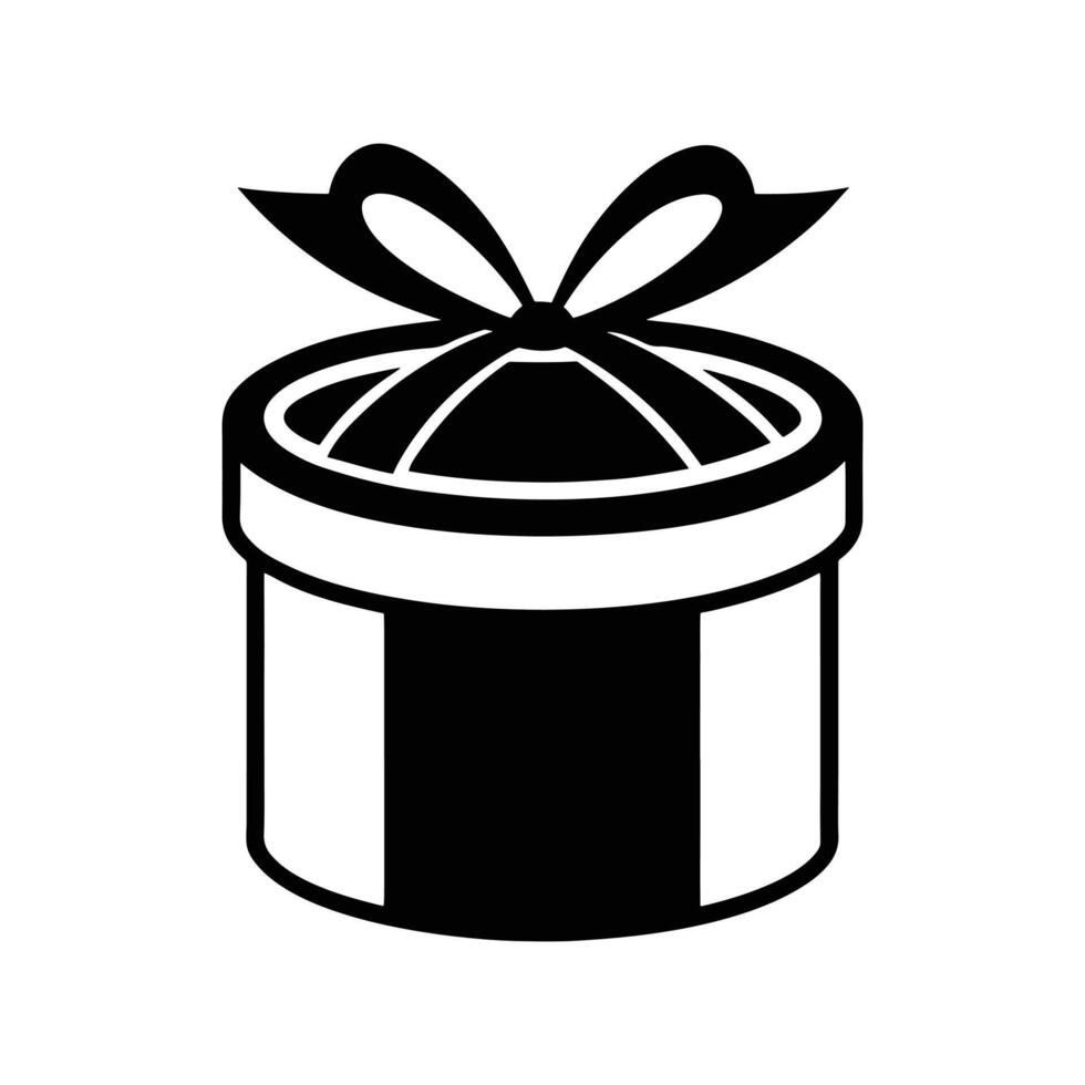 Silhouette of a Cylindrical Gift Box with a Ribbon vector