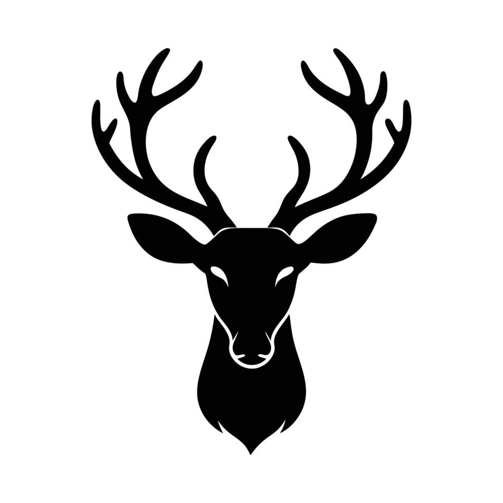 Black Silhouette of a Reindeer Head with Antlers vector