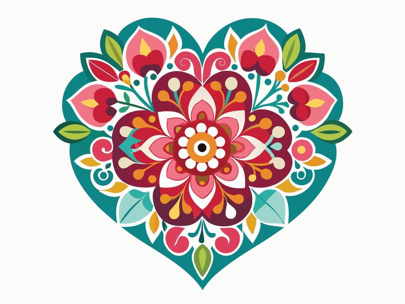 Floral Heart Mandala Design Valentines Style vector